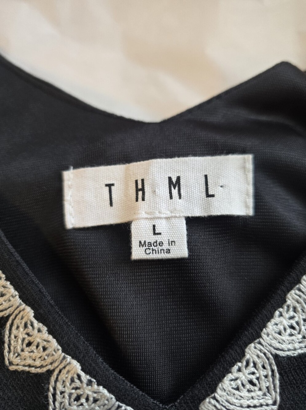 THML Black Dress with White Crochet Neck Trim - Picture 4 of 4